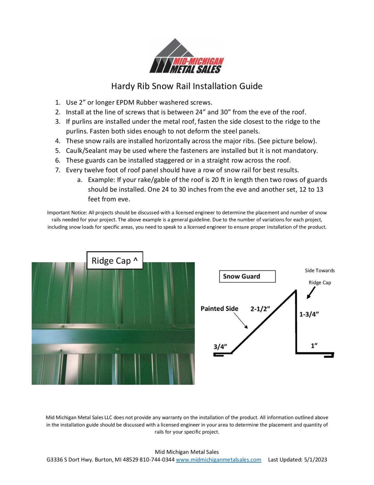 Hardy Rib Steel Roofing Snow Rail 80' Kit (20pcs@4ft) - Image 4
