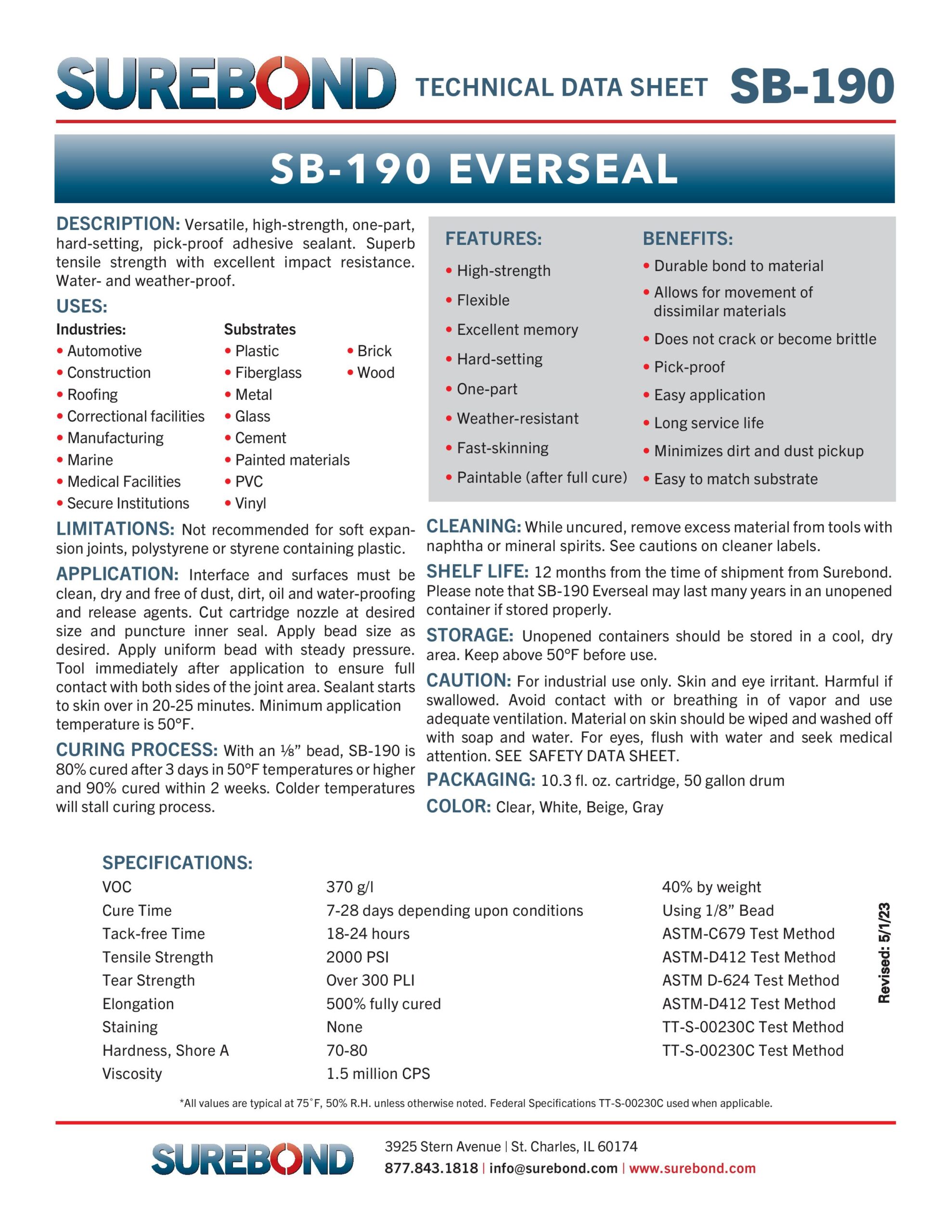 SB-190 Everseal 10.3 oz. Clear - Image 2
