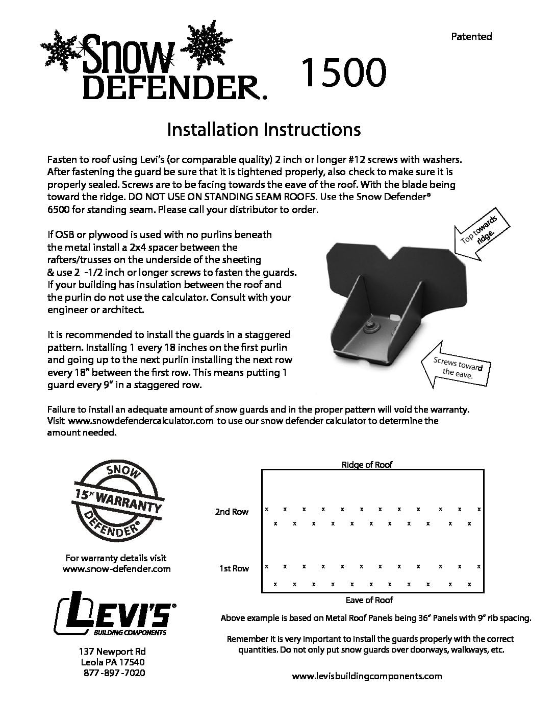 Snow Defender 1500-Powder Coated Snow Guard - Image 3