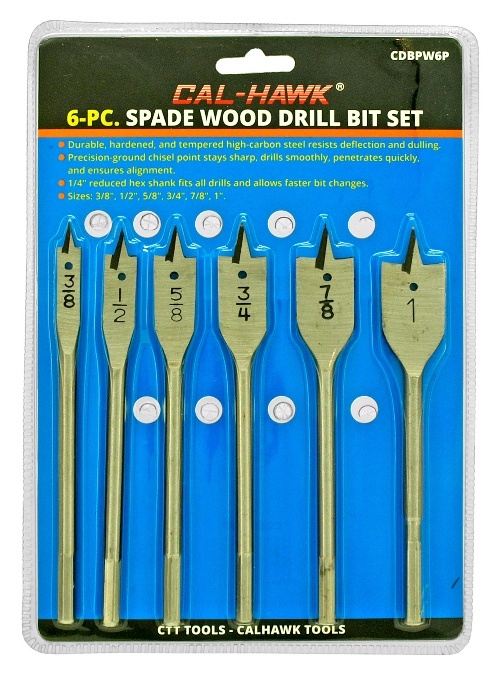 Cal-Hawk 6-pc. Spade Wood Drill Bit Set