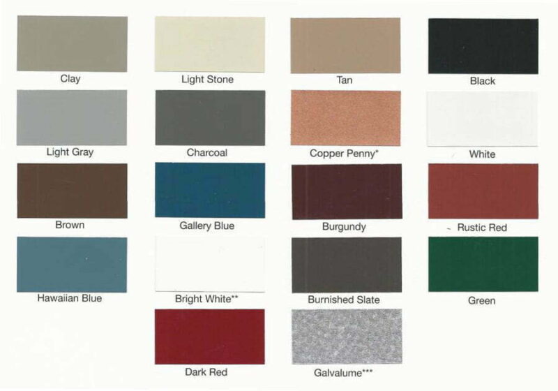 Hardy Rib Color Chart (HR Snow Guards and Panels)